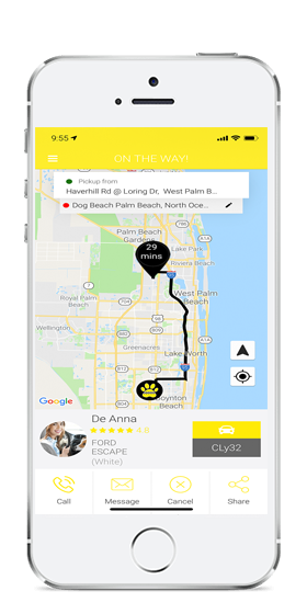 Screenshot of the Pet Taxi App®. Pet Transportation and Delivery Service for Groomers, Dog Daycares, Veterinarians, and Busy Pet Owners.