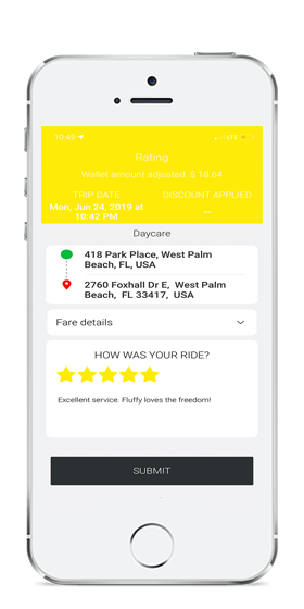 Screenshot of The Pet Taxi App®. Pet Transportation and Delivery Service for Groomers, Dog Daycares, Veterinarians, and Busy Pet Owners.