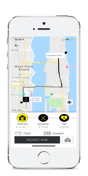 Screenshot of The Pet Taxi App®. Pet Transportation and Delivery Service for Groomers, Dog Daycares, Veterinarians, and Busy Pet Owners.